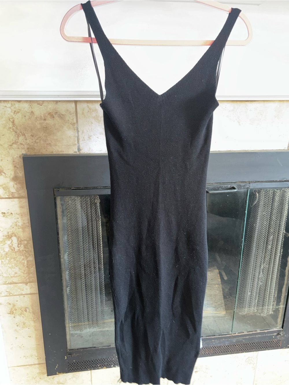 Forever 21 Black Ribbed V-Neck Slip Dress